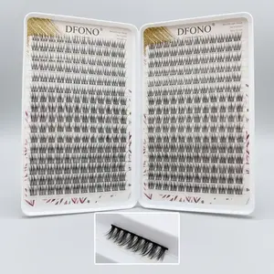 384 Root Fish Tail Self-Adhesive Lashes, Hybrid Lash Set, Dense C Curl, Mixed Lengths, Natural Volumizing Effect, Easy Sweet Eye Makeup, Reusable