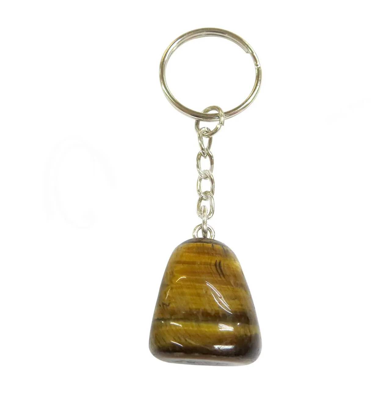 (PC) KEYCHAIN - TUMBLED STONE TIGER EYE 3-3.5"L