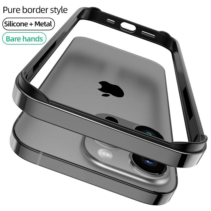 Luxury Silicone Frame Hybird Aluminum Bumper Case For iPhone 16 Pro Max 14 Plus 13 12 15 Pro Max Accessories