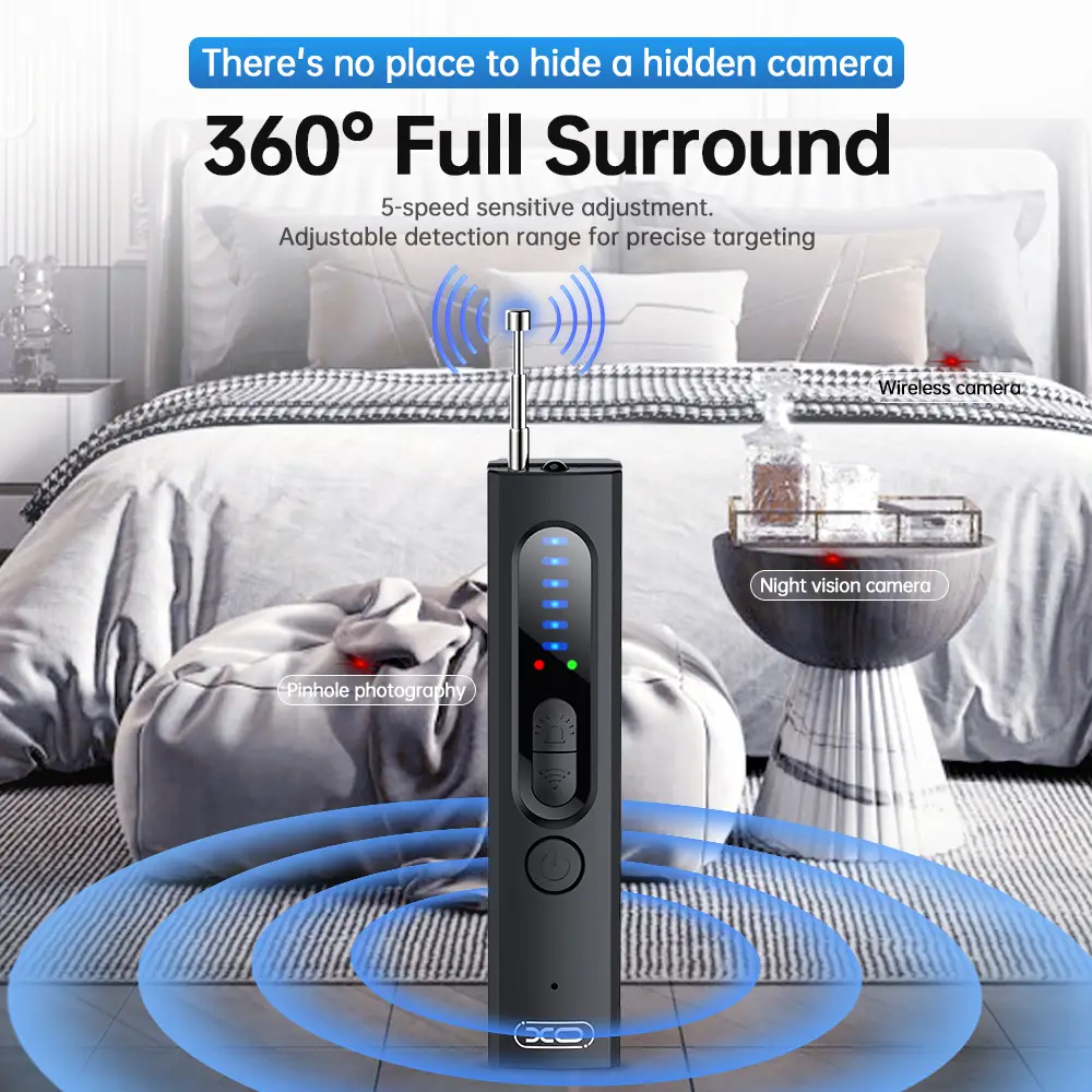 Hidden Camera Detector, Eavesdropping Equipment, GPS Tracking Locator Electronic Detector - Featuring radio frequency signal detection and 5-level sen