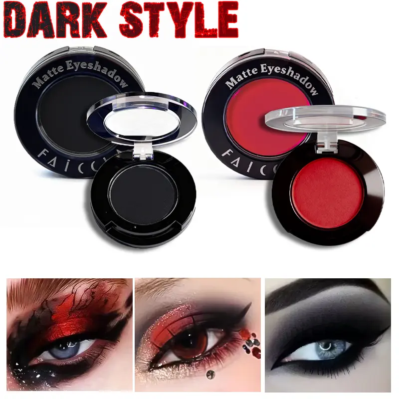 PHOERA Goth Eyeshadow Palette - Highly Pigmented Red & Black Matte & Shimmer, Long-Lasting Gluten-Free Makeup Product for Youth, Halloween Smokey Eye & Dramatic Evening Looks, Cosmetic