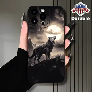 creative wolf howl pattern phone case for iPhone 16/15/14/13/12/XS/ Plus/Pro/Max/Mini - stylish design suitable for both men and women, perfect gift for friends, family, boyfriend or girlfriend