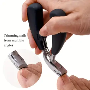 Professional Nail Clippers, Curved Head Anti-Splash Design, Sharp Stainless Steel Blades, Long Handle, Ergonomic Grip, Suitable for Men & Seniors, Nail Trimmer