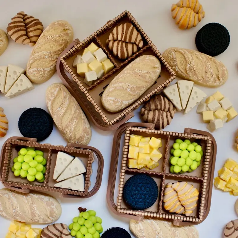 Picnic Basket Clicker | Bread, Cheese, Grapes, Croissant, Oreo Clickers |  3D Printed Fidget Keychain