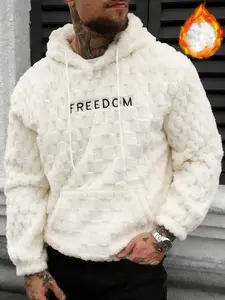 Unisex Large Size Fleece Hoodie, Fashionable Plaid Embroidery, Warm Winter Jacket, Ideal for Daily Outdoor Wear, Perfect Gift