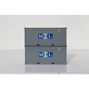 Jacksonville Terminal Company 205351 MOL 20' Std. height containers with Magnetic system, Corrugated-side. JTC-205351, N Scale