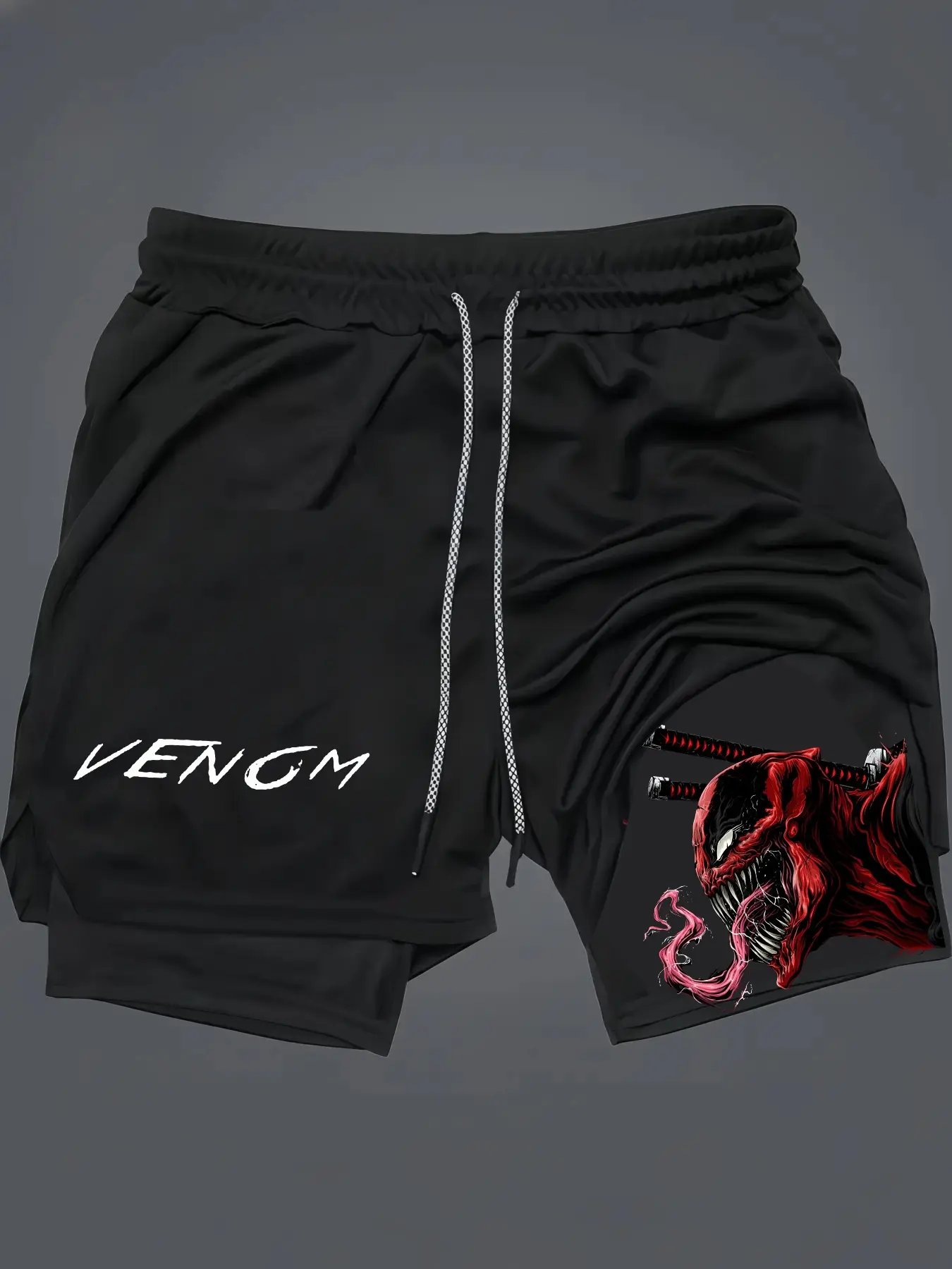 Vengm 2 in 1 Drawstring Waist Shorts, Quick Dry Swim Trunks, Loose Fit Casual Pocket Track Shorts for Summer, Summer Sports Shorts, Workout & Activewear, Fitness Training Shorts, Athleisure Street Shorts