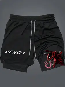 Vengm 2 in 1 Drawstring Waist Shorts, Quick Dry Swim Trunks, Loose Fit Casual Pocket Track Shorts for Summer, Workout & Activewear, Fitness Training Shorts, Athleisure Street Shorts