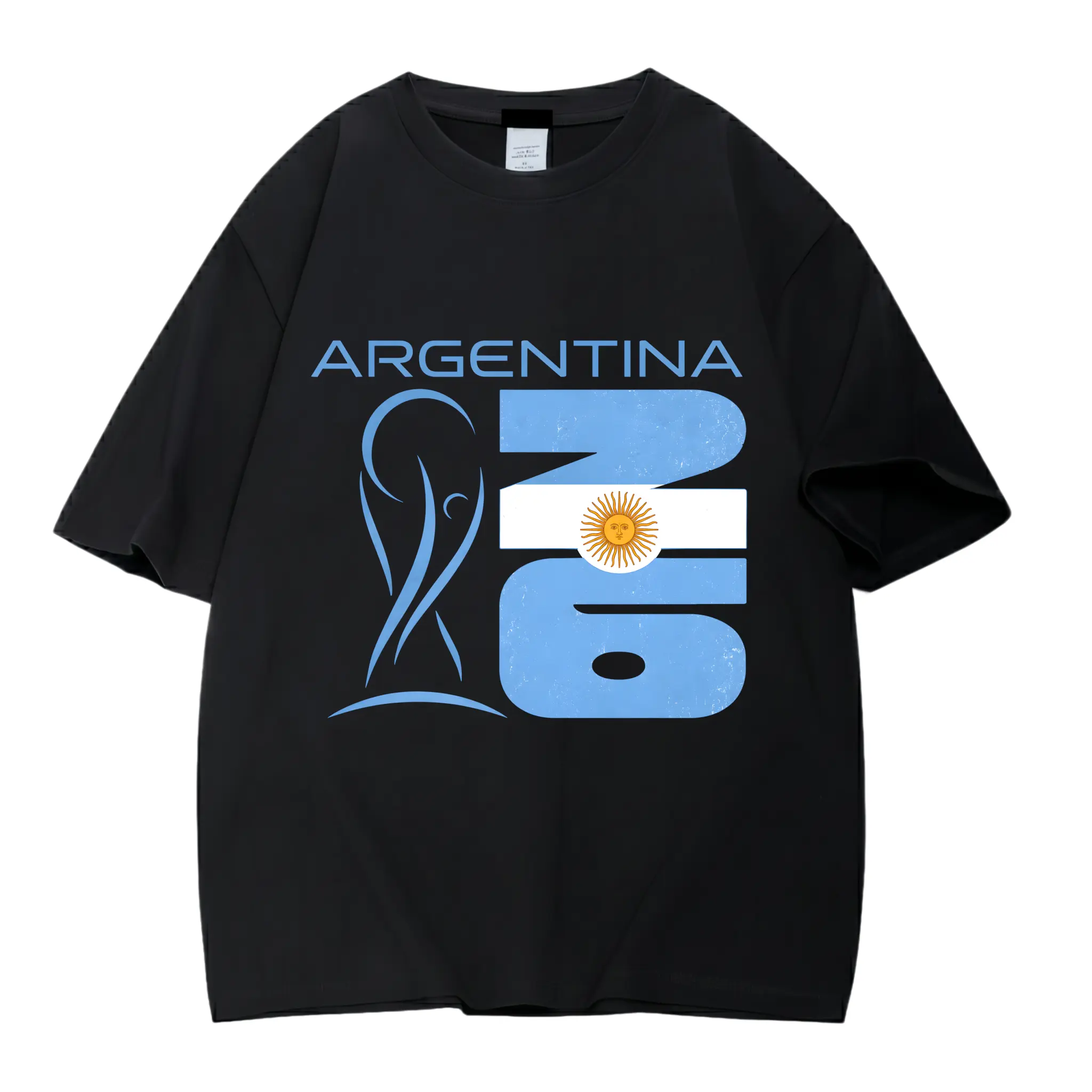 Men's Oversized 2026 Letter Print Graphic T-Shirt - Unisex Harajuku Streetwear Basic Apparel, Casual Short-Sleeve Football Menswear Top for Daily Wear
