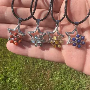 Crystal Fidget Spinning Necklace Star | Natural Gemstone, Spinning Pendant, Anxiety, ADHD, Fidgeting