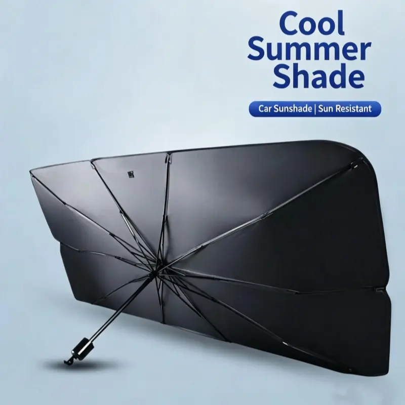 Essential Car Accessory Windshield Sun Shield, Portable Polyester Cover Blocks Heat for Vehicle Windshields