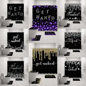 4Pcs NAKED Shower Curtains for Bathroom, Shower Curtain Sets Non-Slip Rugs Bath Mat Toilet Cover U Shaped Mat. Bathroom Curtains 72x72 inch with Hooks perfect bathroom decor