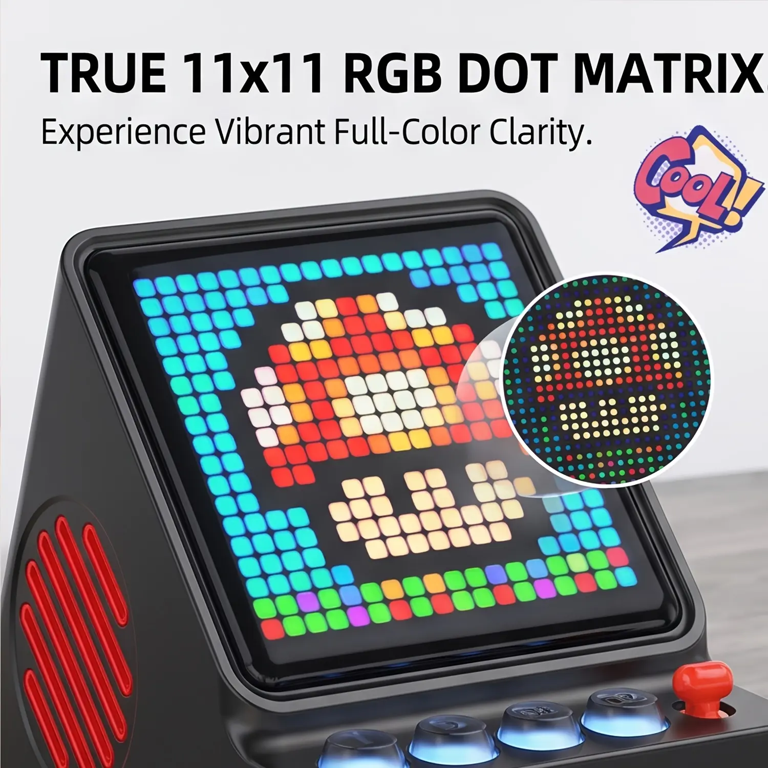Retro DIY Pattern Pixel Bluetooth Speaker - LED Display Decorative Audio Box, Multi-Functional Wireless Portable Speaker Bluetooth for Desktop Indoor Use, Bluetooth Speakers
