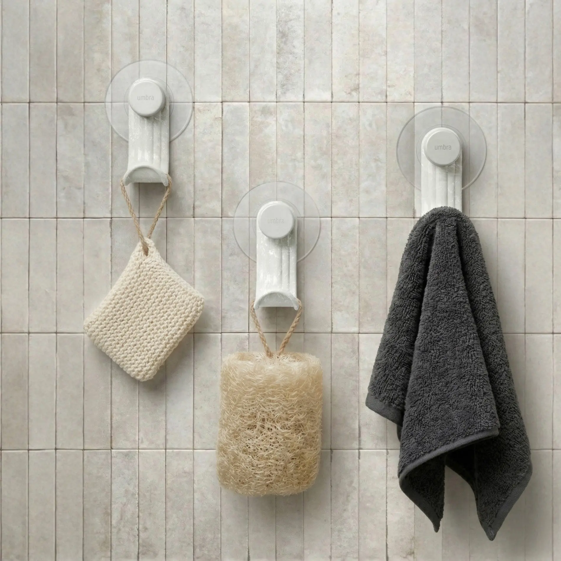 Nami Wall Mount Hooks, 3-Piece Removable Adhesive Hooks for Indoor Tile Walls, Ideal for Hanging Items