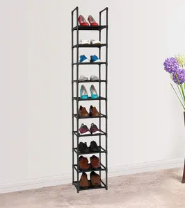 10 Tiers Shoe Rack Space Saving Vertical Single Pairs Sturdy Shoe Shelf Storage Organizer