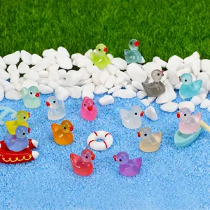 250 Pcs Mini Resin Ducks Glow in The Dark, Tiny Animals Figures to Hide Luminous Miniature Plastic Duck for Fish Tank Aquarium Fairy Garden Dollhouse Micro Landscape Birthday Parties Decor Ornaments