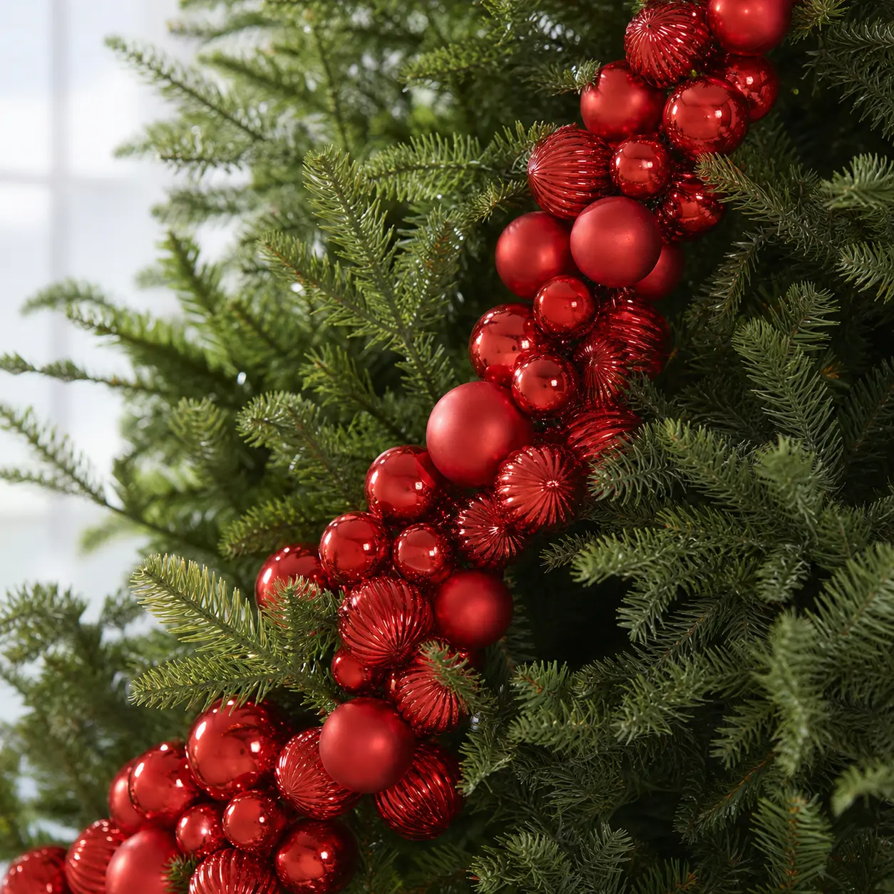 5.9 FT Red Shiny & Matte Shatterproof Ball Garland