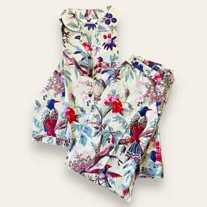 Woman Night Suit, Hand Block Printed Pj Set, Floral Pj Set, Woman's Sleepwear, Women Night Suit, Bridesmaid Gifts, Summer pajama Set