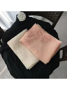 New literary style brocade silk crepe versatile women's shawl pleated embroidered scarf silk scarf