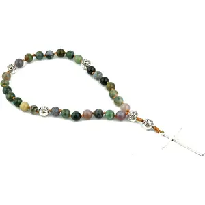 Handmade 8mm Anglican Prayer Beads Rosary Natural Stone Beads with Cross Custom Rosary