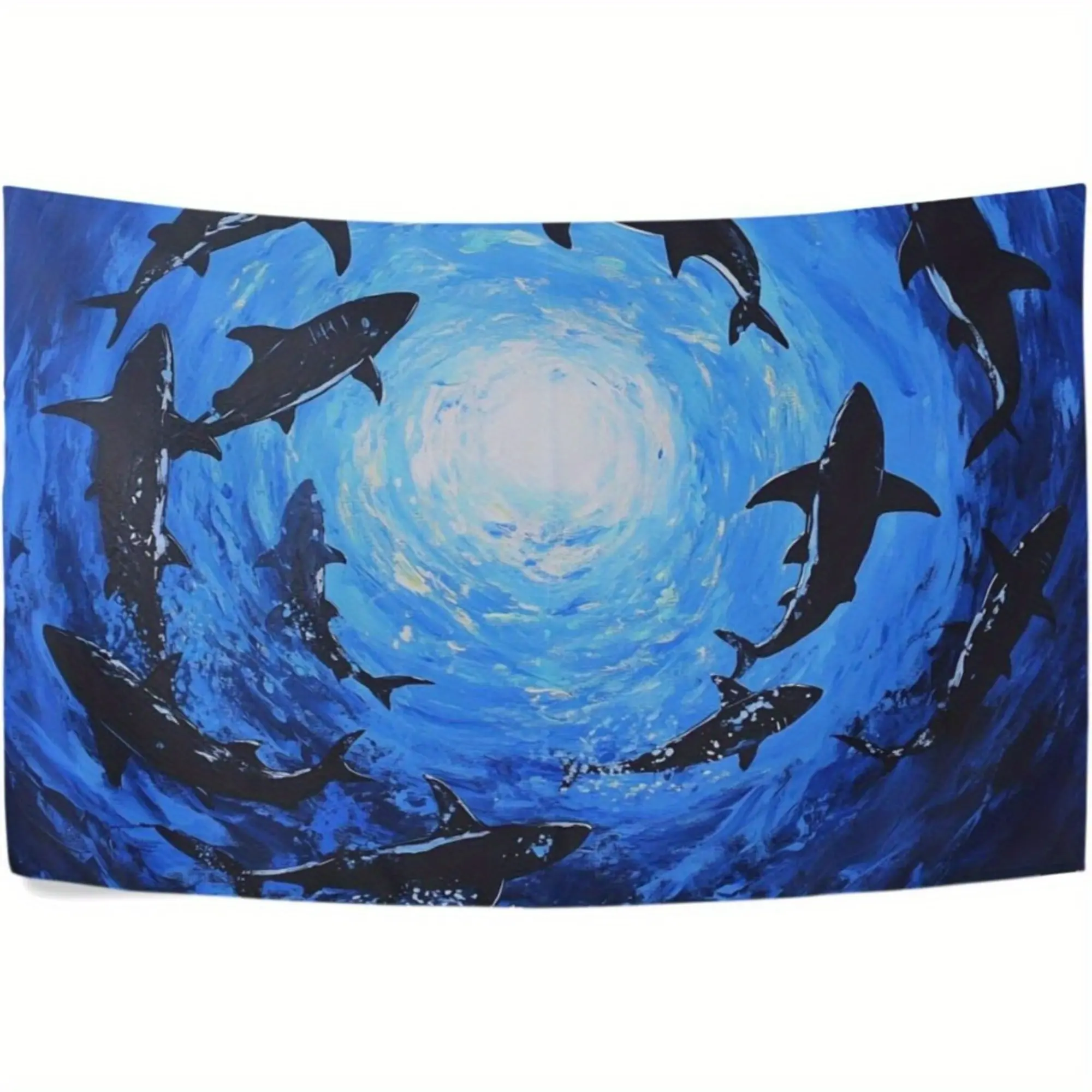 1pc Ocean Shark Tapestry Wall Hanging, Ocean Aesthetic Room Decor, Fabric Wall Art for Bathroom, Bedroom, Dorm & Apartment