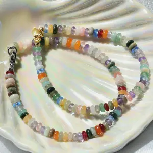 Gemstone Mix Rondelle Gemstone Beaded Bracelet/Anklet, Dainty Disc Gemstone Bracelet, Waterproof Crystal Beachy Anklet