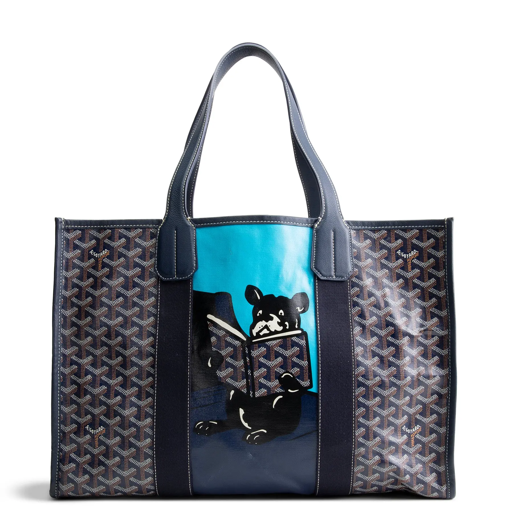 Pre-owned Goyard Coated Canvas with Leather Trim Shoulder Bags Goyardine Villette