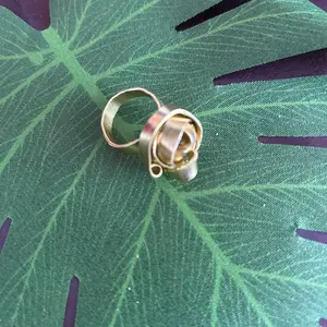 Goldtone flat aluminum spiral ring rose statement ring handmade unique gift