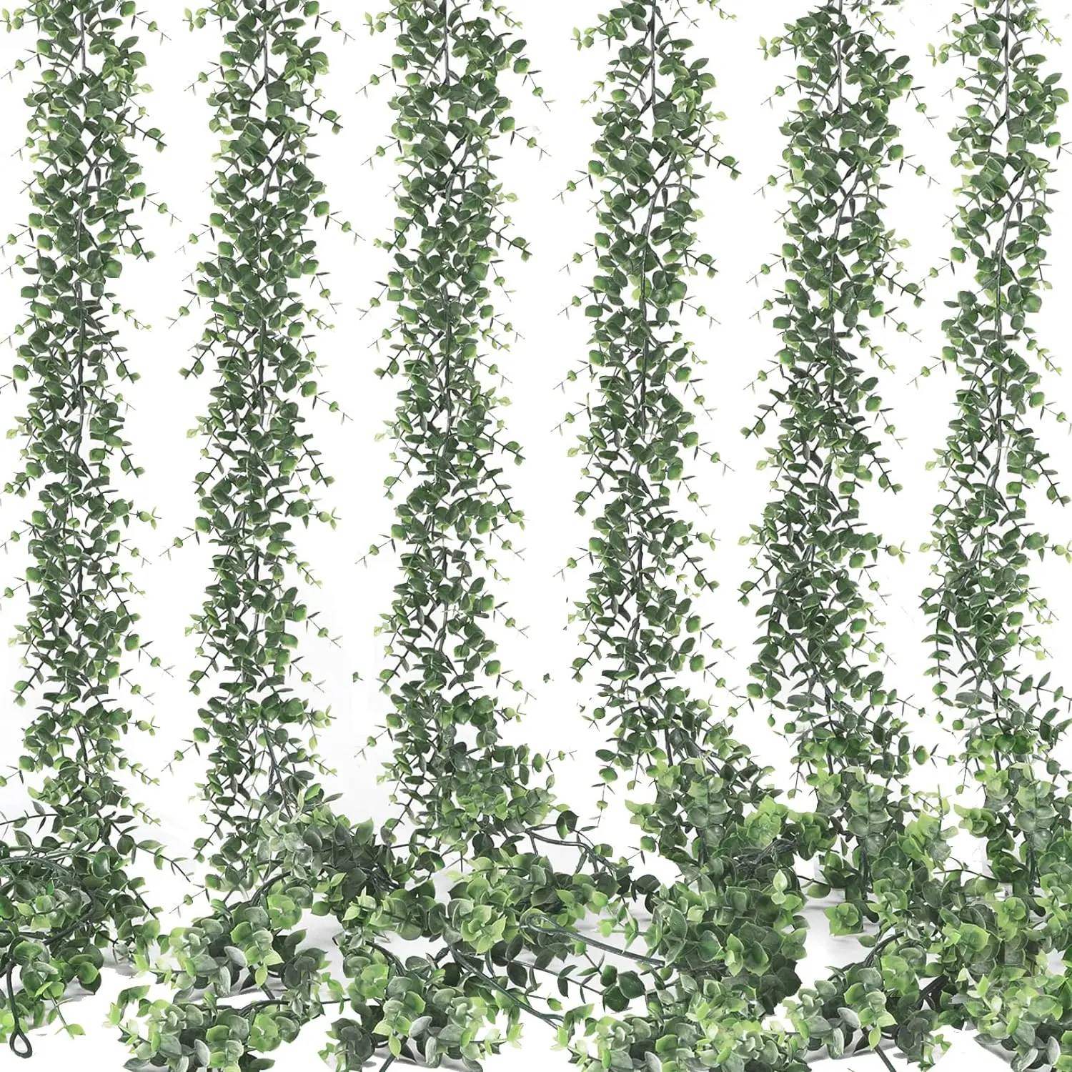 6 Pack 36ft Eucalyptus Garland Artificial Greenery Boxwood Garland, Faux Vines Fake Hanging Plants for Wedding Table Arch Wall Decor (Dark Green)
