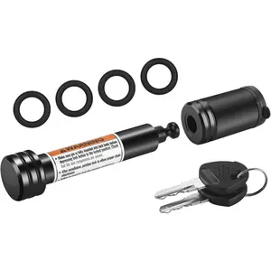 Trailer Hitch Lock - 5/8" Dia Locking Hitch Pin, Anti-Theft Trailer Receiver Lock, Fits 2" Receiver Tubes, Class III & IV Hitch Receivers, Black (1 Pack)