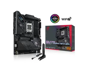 ASUS ROG Strix B850-F GAMING WIFI7 NEO, AMD ATX motherboard, 16+2+2 power stages, DDR5 slots, four M.2 slots, PCIe 5.0, three USB 2.0 headers, USB 20Gbps Type-C WiFi 7, Realtek 5G and Aura Sync RGB