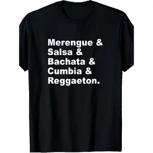 Merengue Salsa Bachata Cumbia Reggaeton Latin Music Shirt T-ShirtSame style for men and women 2025 summer short-sleeved printed T-shirt pure cotton, Festival Clothing, Dance Apparel, Retro Style, Vintage Design, Lightweight Fabric, Breathable