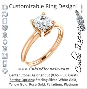 Cubic Zirconia Engagement Ring- The Angelina (Customizable Asscher Cut Elevated Solitaire)