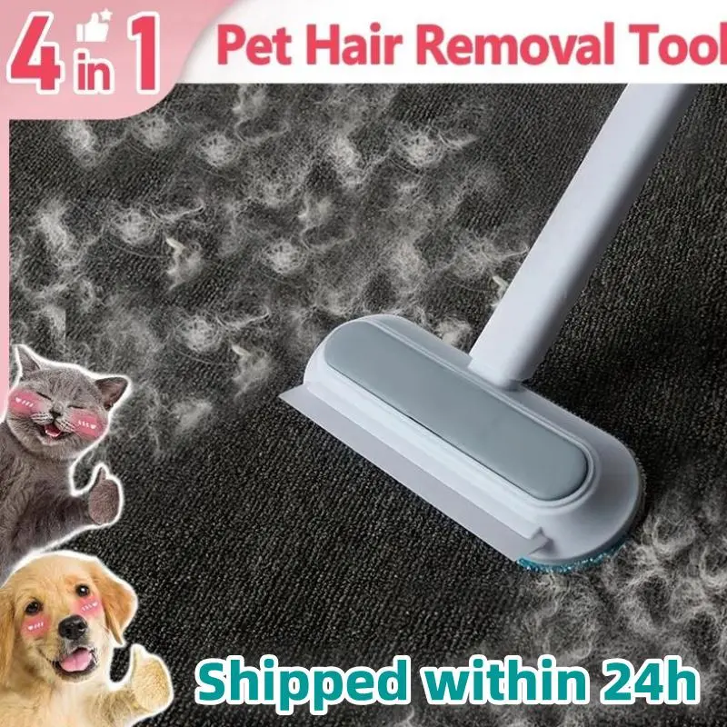Pet Hair Remover Brush with Extra-Long Handle - Reusable, Washable Lint Cleaner That Removes Lint for Cats, Dogs on Furniture, Carpets