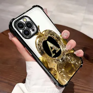 Suitable for [iPhone 14 Pro Max] New high-end letter silicone mobile phone case New business simple electroplating four-corner anti-fall air cushion mobile phone case Affordable anti-fall and anti-fingerprint-995