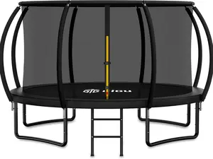 10FT 12FT 14FT Recreational Trampolines with Enclosure Net and Ladder and Anti-Rust Coating, ASTM Approved Trampoline Outdoor for Kids and Adults Outdoor Yard Trampolines