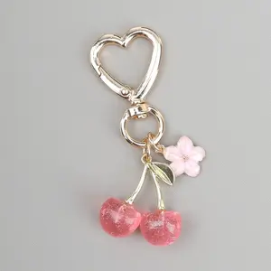 Unisex Sparkling Cherry Keychain for Bags, New Fashionable 3D Flower Accessory, Stylish Bag Pendant, Perfect for Men and Women