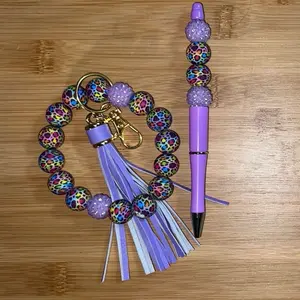 Wristlet + Keychain + Pen + Silicone Beads + Handmade + Custom + Made to Order