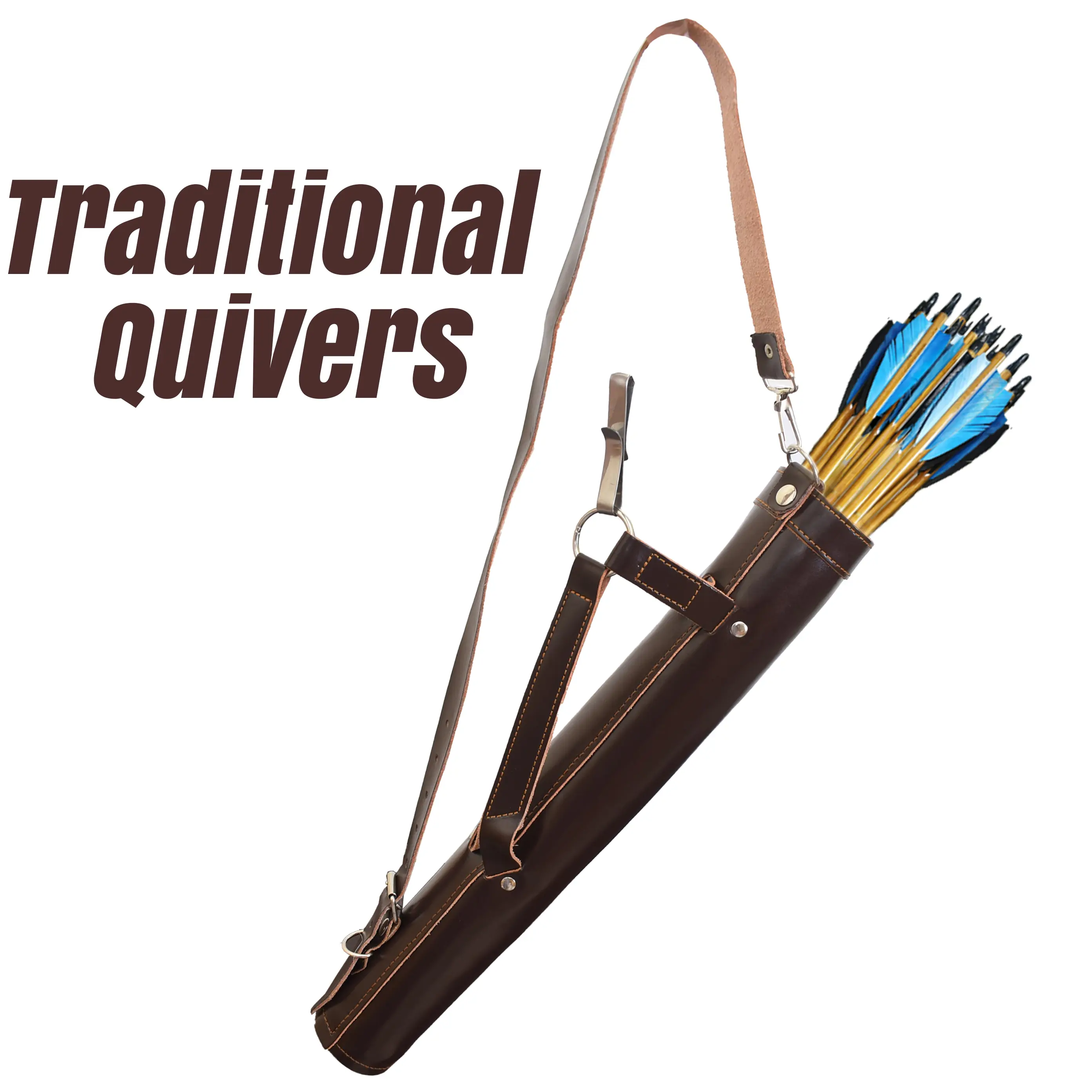 Archery Quivers for Hunting Leather Back/Side Quiver for Professionals with Adjustable Strap