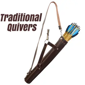 Archery Quivers for Hunting Leather Back/Side Quiver for Professionals with Adjustable Strap