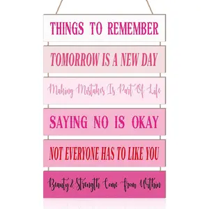 Inspirational Wall Art Sage Green Pink Positive Quotes Wall Decor Cute Preppy Wooden Room Sign Uplifting Encouragement Gifts for Motivational Art for Home Bedroom