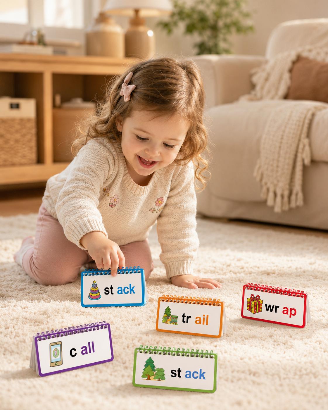 Kids Educational 30-Piece Flash Card Toy Set - ABC Alphabet Matching Cards, Phonics Books, Word Family Builders, Rhyme Tools, Early Literacy & Vocabulary Builder Learning Gifts