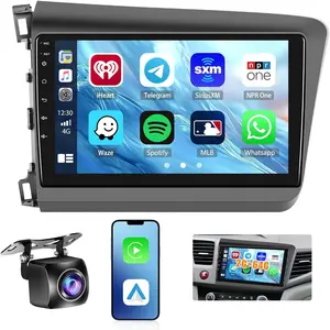 2G+64G Car Radio for Honda Civic 2012 2013 2014 2015 with Wireless Carplay/Android Auto, 9 Inch Android 15 IPS Touch Screen for Civic Car Stereo, BT, GPS, WiFi, 28UI, DSP