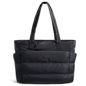 Women's Down Handbag Large Nurse Bag Shoulder Carryall Nylon Quilted Bag with Zipper for Work Travel, Stylish & Functional Daily Use Accessory