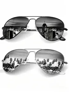 Classic Pilot Sunglasses for Men and Women, Polarized UV Protection, Casual Style, Metal Frame Aviators, All Seasons, Decorative Lenses