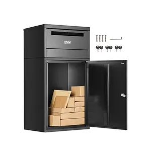 Summervibes VEVOR Package Delivery Boxes for Outside, 35.8 in Mailbox for Parcel with Lock, Galvanized Steel Package Drop Box with Anti-Theft Design, Weather-Resistant Package Mailbox for Home and Office, Black