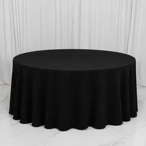 Scuba Tablecloth 120" Round Black Accordion Pleated – Wrinkle Free & Stain Resistant Textured Table Linen