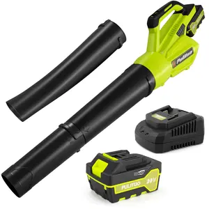 PULITUO 20V Cordless Leaf Blower with 2-Pack 4.0Ah Batteries & Charger, Lightweight Handheld Design for Yard Cleaning, Leaves, Wood Chips. Includes Long & Short Nozzles