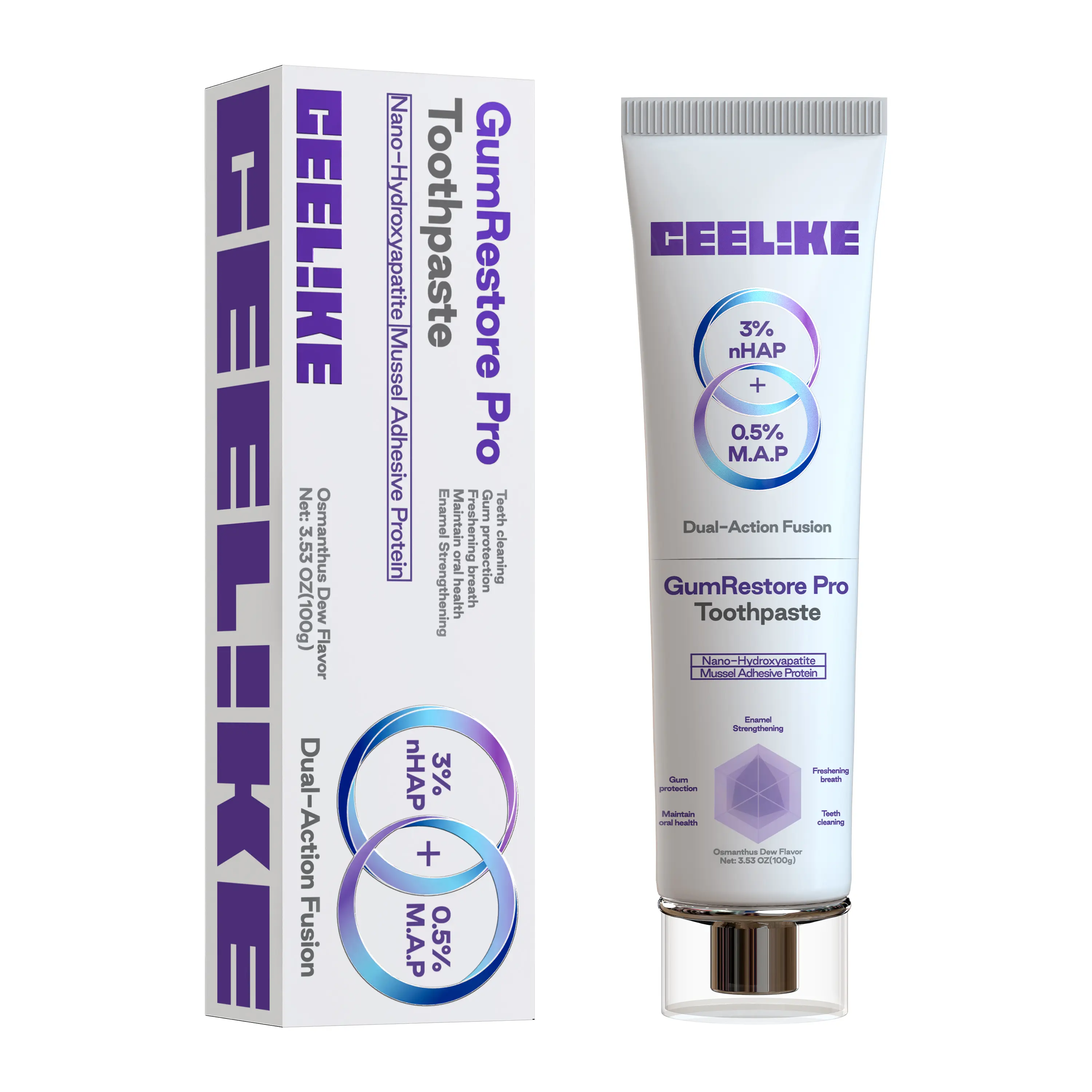 CEELIKE GumRestore Pro Gum Repair Toothpaste - 3% nHAP, 0.5% M.A.P, Gentle, Fluoride-Free, Healthy Toothpaste for Enamel Care, Natural Oral Care Alternative, Osmanthus Dew Flavor, 3.53 oz