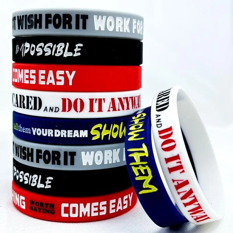 10-Pcs Motivational Soft Silicone Wristbands for Unisex Adults, Stylish 8-Inch Bracelet with Inspirational Quotes, 1.2 cm Thick, Ideal Birthday Gift Set, Wristband Original, Arm Bands, Soft Silicone Feels Gentle, Stylish Bracelet Look